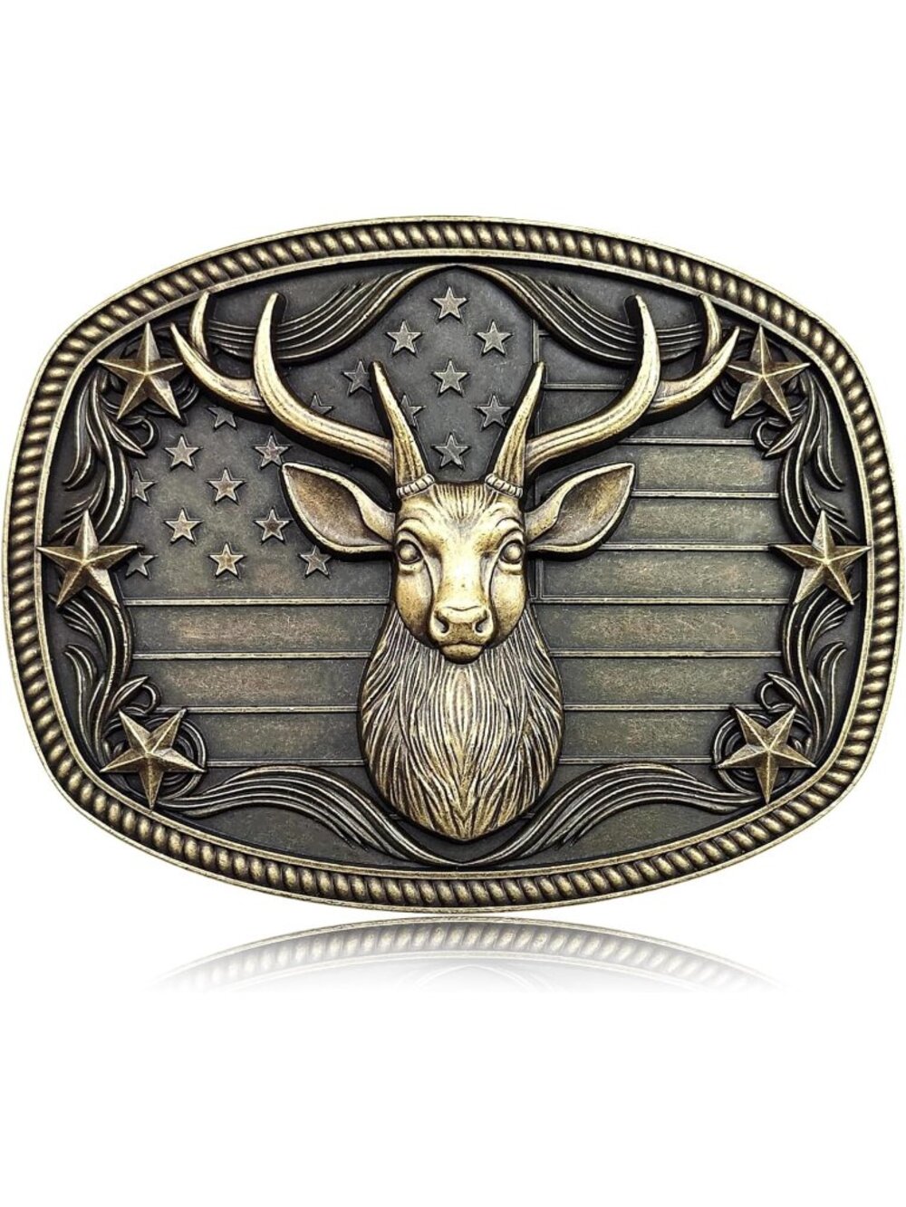 Men Deer Vintage Gold Cowboy Belt Buckle Vintage Western Country Buckle
